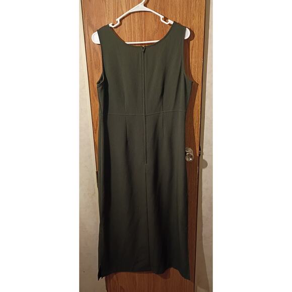 Vntg karin stevens petites green check dress midi maxi sheath career 10p y2k - Picture 4 of 7